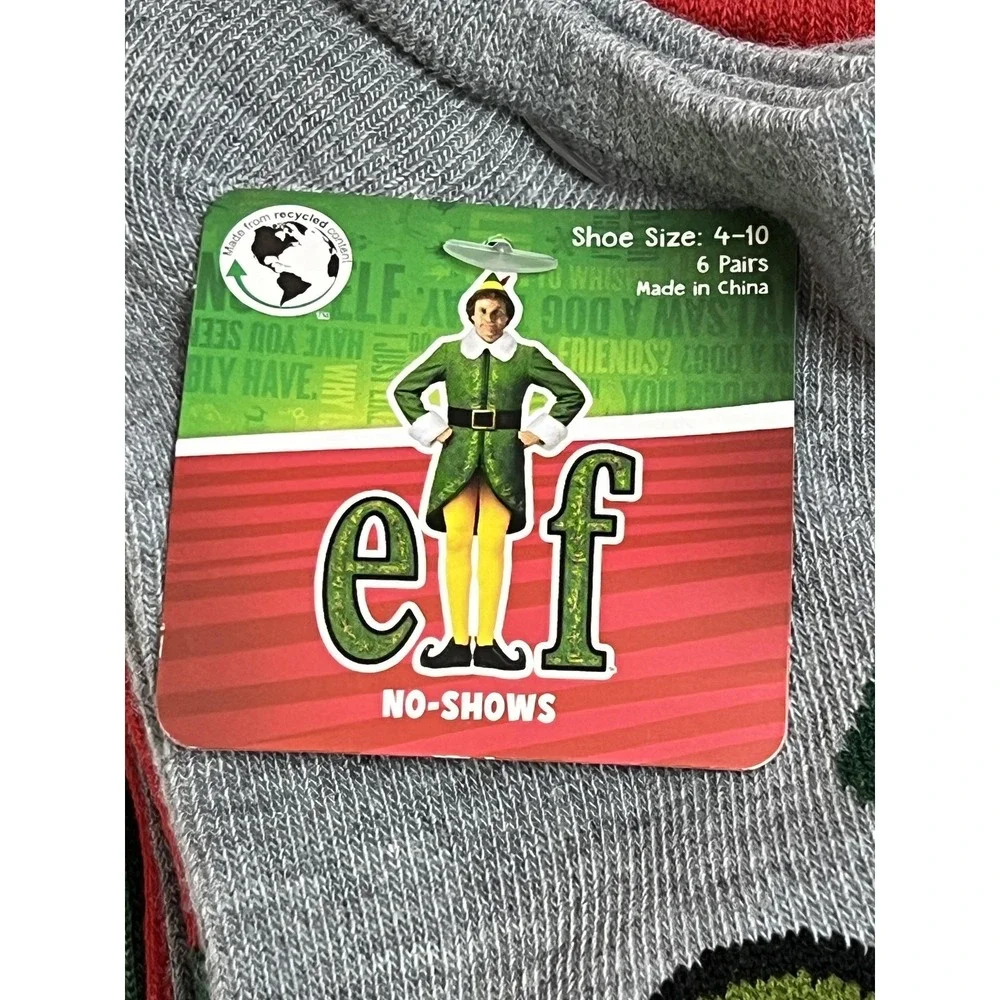 Elf and Disney Stitch No-Show‎ Socks Womens Shoe Size 4-10 12 Pairs Christmas